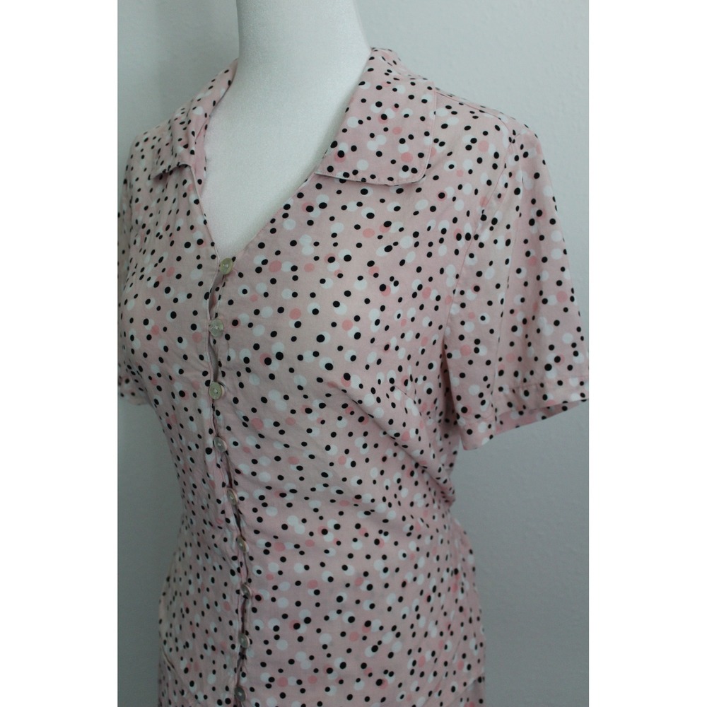 VTG Pink Polka Dot 2 Piece Set Button‎ Front Top & Maxi Skirt Women's Small - Picture 4 of 16